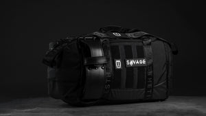 Premium Savage Black Large 51 L Gym Duffel Bag Backpack + 3 Removable Organizer Dividers, Features a Side Shoe Compartment Pocket Case & Weightlifting Belt Holder, Perfect for Workouts, Sports, & Travel